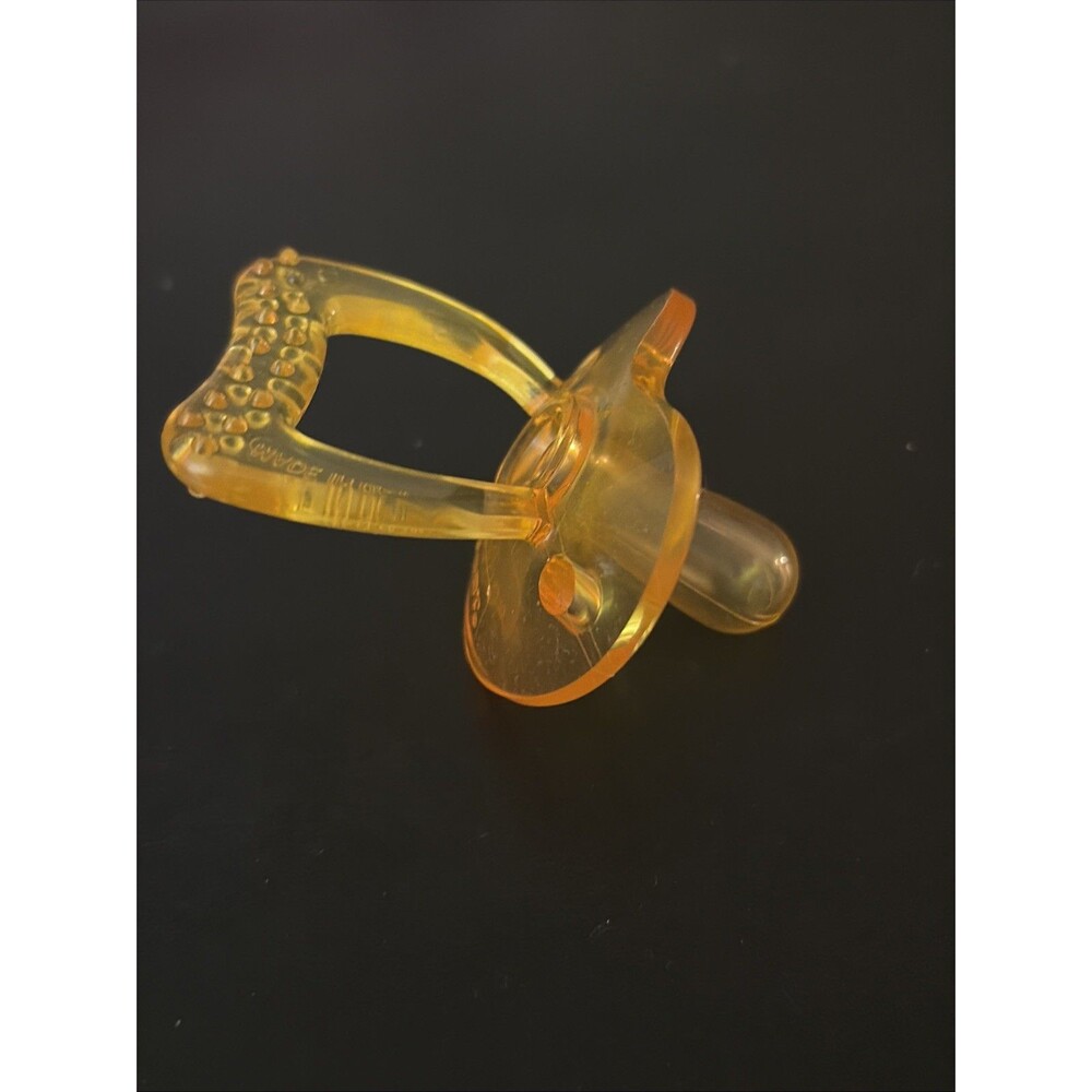 Vintage Gerber Amber Yellow Pacifier NUK Style West Germany Teether Handle